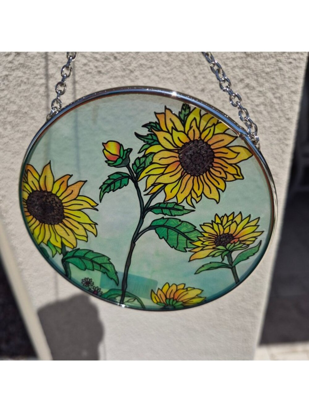 Bridgeton Hall Sunflower Handcrafted Glass Art Suncatcher Chain Window Decor